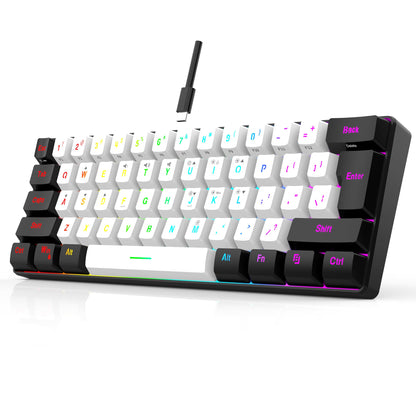 60% Gaming Keyboard with RGB Backlight, Compact mini light up keyboard for PC Mac Laptop, Suit for Typing and Gaming (Black-61)