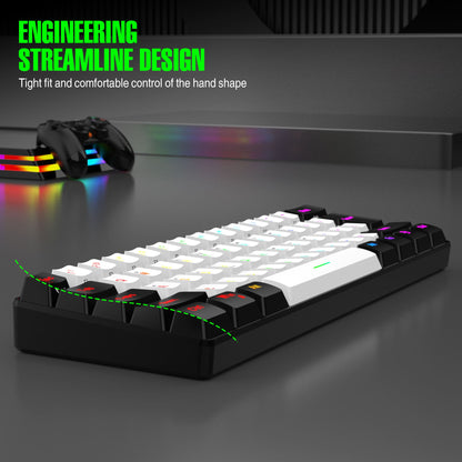 60% Gaming Keyboard with RGB Backlight, Compact mini light up keyboard for PC Mac Laptop, Suit for Typing and Gaming (Black-61)